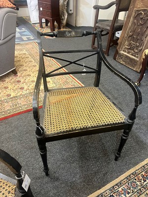 Lot 55 - A set of four Regency-style elbow chairs
