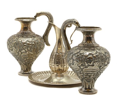 Lot 4 - A silver ewer and basin