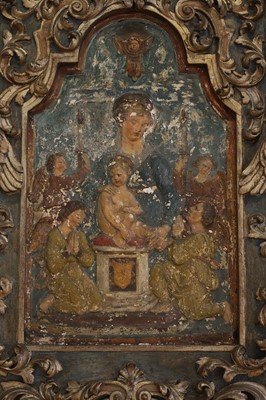 Lot 71 - A carved and painted altarpiece