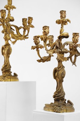 Lot 38 - A pair of Louis XV-style ormolu candelabra