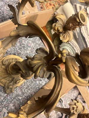 Lot 38 - A pair of Louis XV-style ormolu candelabra