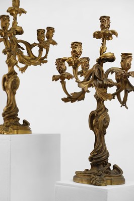 Lot 38 - A pair of Louis XV-style ormolu candelabra