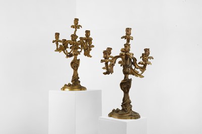 Lot 38 - A pair of Louis XV-style ormolu candelabra