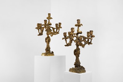Lot 38 - A pair of Louis XV-style ormolu candelabra