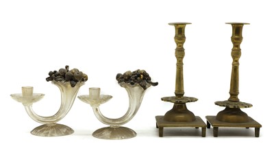 Lot 188 - A pair of brass candlesticks