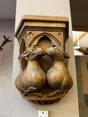 Lot 74 - A pair of Gothic Revival carved wooden corbels
