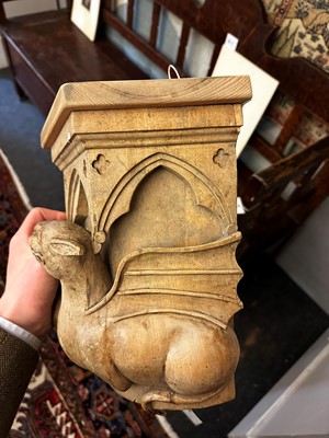 Lot 74 - A pair of Gothic Revival carved wooden corbels