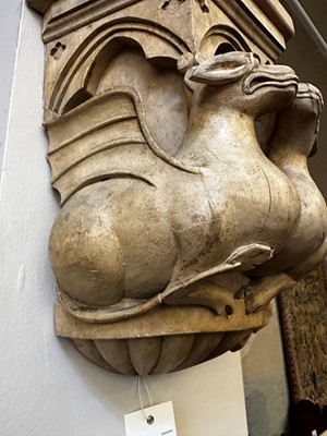 Lot 74 - A pair of Gothic Revival carved wooden corbels