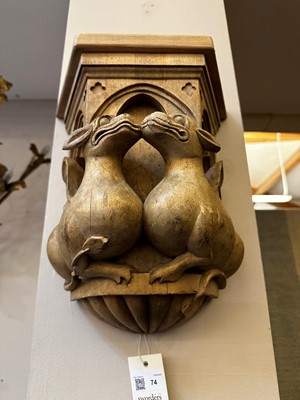 Lot 74 - A pair of Gothic Revival carved wooden corbels