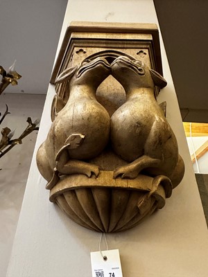 Lot 74 - A pair of Gothic Revival carved wooden corbels