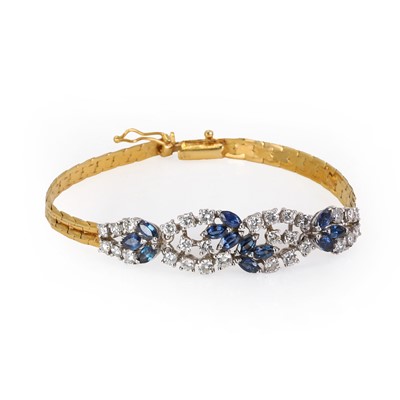 Lot 135 - An 18ct gold sapphire and diamond bracelet and necklace suite