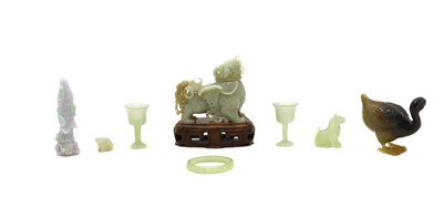 Lot 77 - A group of Chinese jade and hardstone carvings
