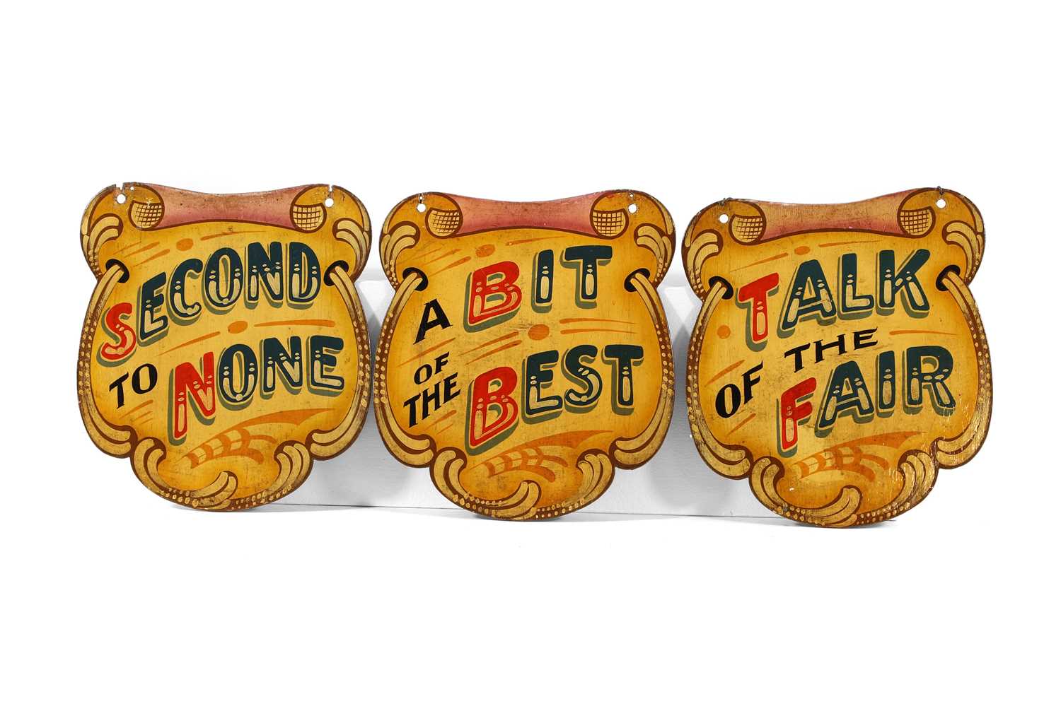 Lot 36 - A set of three double-sided fairground signs
