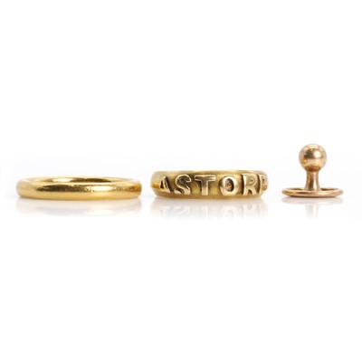 Lot 242 - Two gold rings and a gold dress stud