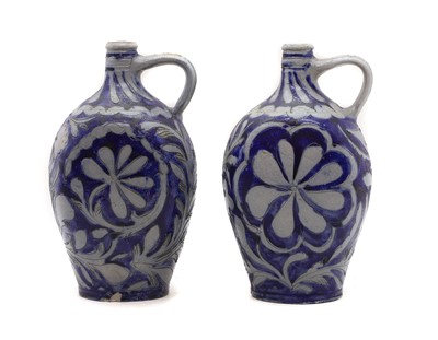 Lot 115 - A pair of Westerwald style German salt glazed jugs