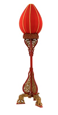 Lot 311 - A Chinoiserie painted standard lamp