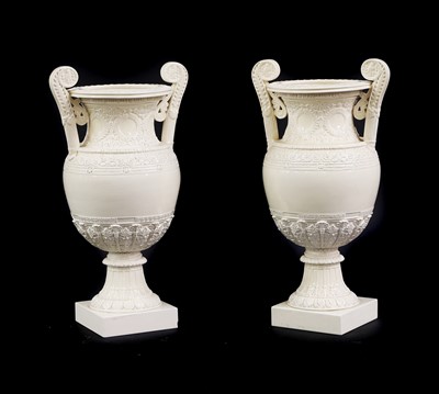 Lot 98 - A pair of large porcelain urns