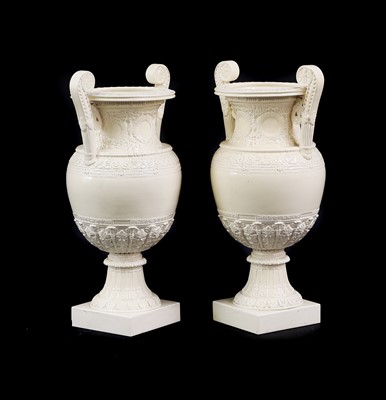 Lot 98 - A pair of large porcelain urns