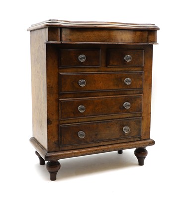 Lot 220 - A burr walnut apprentice chest