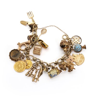 Lot 331 - A gold charm bracelet