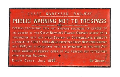 Lot 235A - A Great Northern Railway cast iron sign