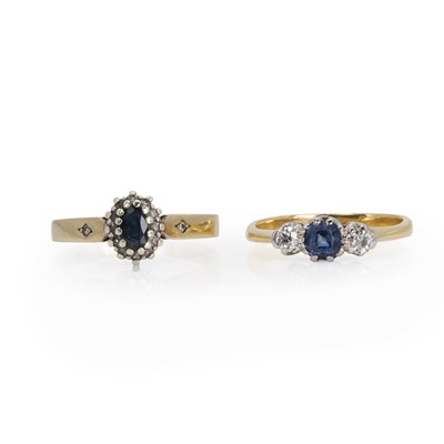 Lot 214 - Two gold sapphire and diamond rings