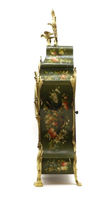 Lot 164 - A Louis XV style painted wood mantel clock