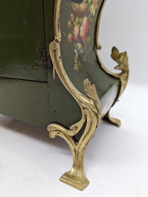 Lot 164 - A Louis XV style painted wood mantel clock