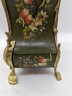 Lot 164 - A Louis XV style painted wood mantel clock