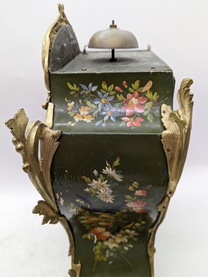 Lot 164 - A Louis XV style painted wood mantel clock