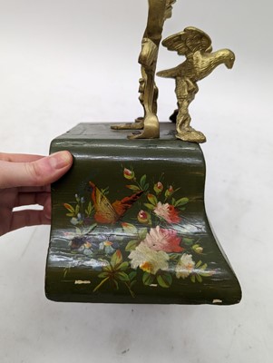 Lot 164 - A Louis XV style painted wood mantel clock