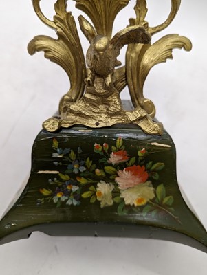 Lot 164 - A Louis XV style painted wood mantel clock