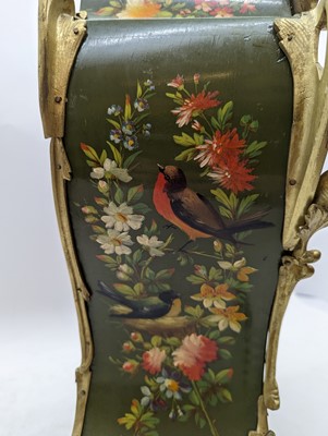 Lot 164 - A Louis XV style painted wood mantel clock