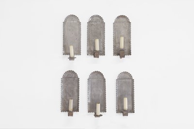 Lot 408 - A set of six metal wall lights