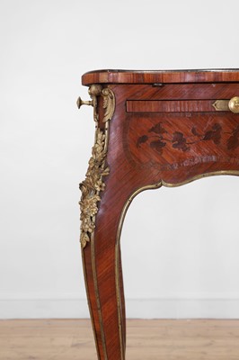 Lot 27 - A Louis XV-style kingwood and tulipwood marquetry bureau plat