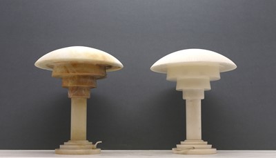 Lot 319 - A pair of mid-century alabaster table lamps