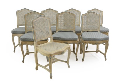 Lot 465 - A set of eight Louis XV style painted dining chairs