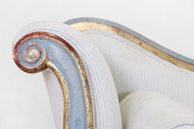 Lot 52 - An Empire-style painted and parcel-gilt pine chaise longue