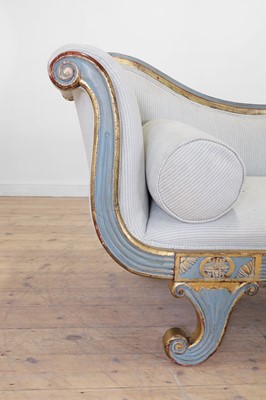 Lot 52 - An Empire-style painted and parcel-gilt pine chaise longue