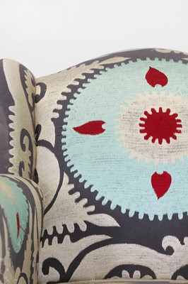 Lot 49 - A Victorian-style wingback armchair