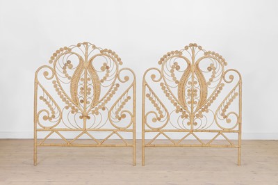 Lot 377 - A pair of wicker single bed ends