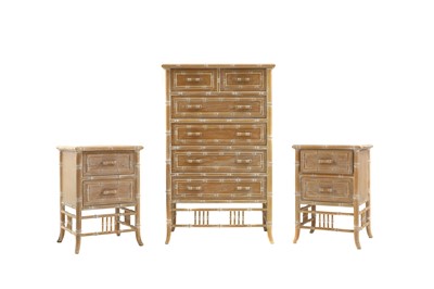 Lot 307 - A pair of faux bamboo bedside tables