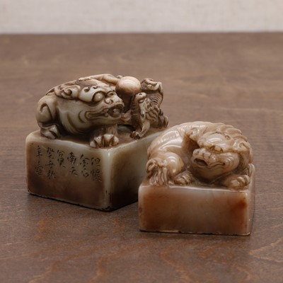 Lot 305 - Two Chinese soapstone seals