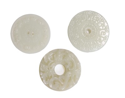 Lot 188 - A group of three Chinese jade bi disc