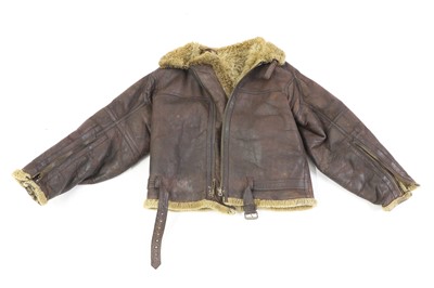 Lot 264 - A WWII Irvin pattern sheep skin and fleece lined leather flying jacket