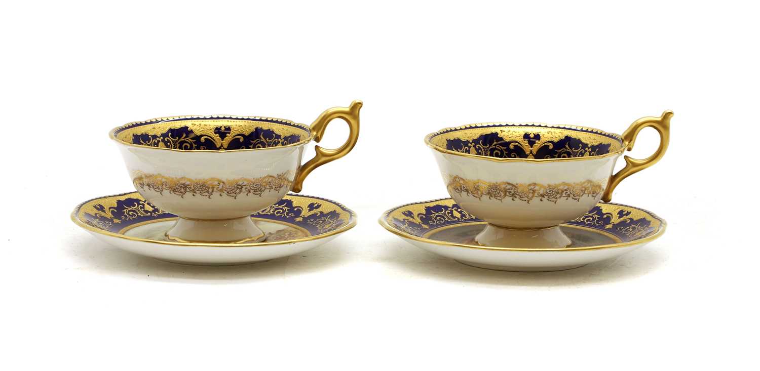 Lot 101 - Two sets of Coalport porcelain cups and saucers