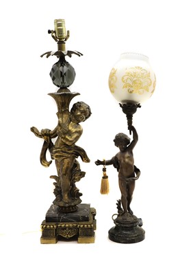 Lot 190 - Two spelter table lamps