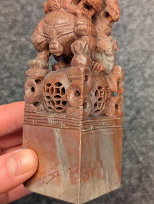 Lot 74 - A group of Chinese soapstone carvings