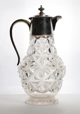 Lot 44 - A silver mounted cut-glass claret jug