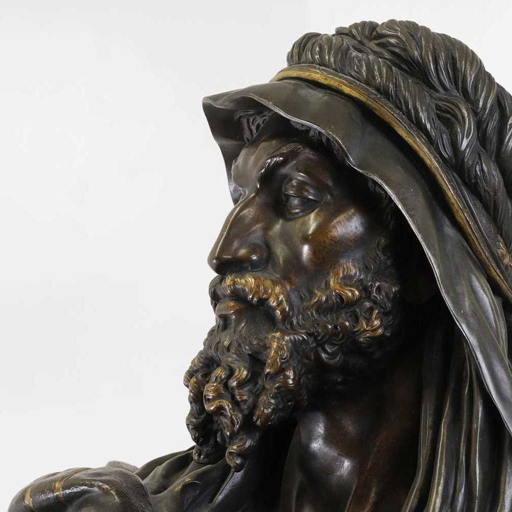 Lot A patinated bronze and parcel-gilt bronze bust of 'Le Chef Abyssin' (The Abyssinian Chief)